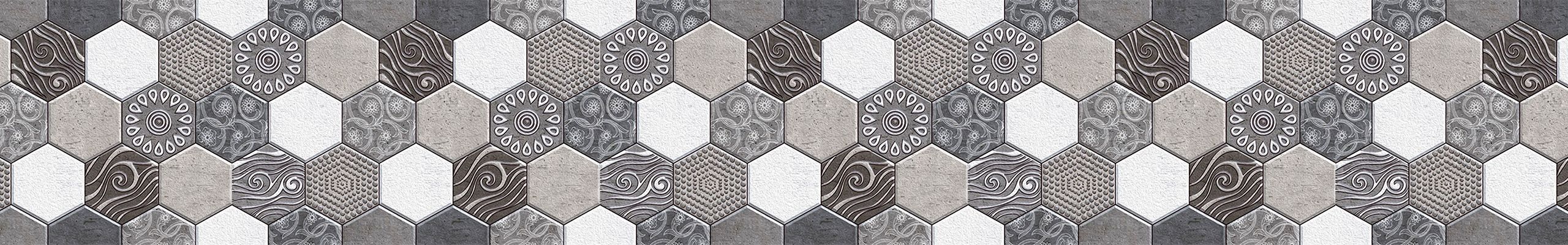 Hexagon decorated tiles
