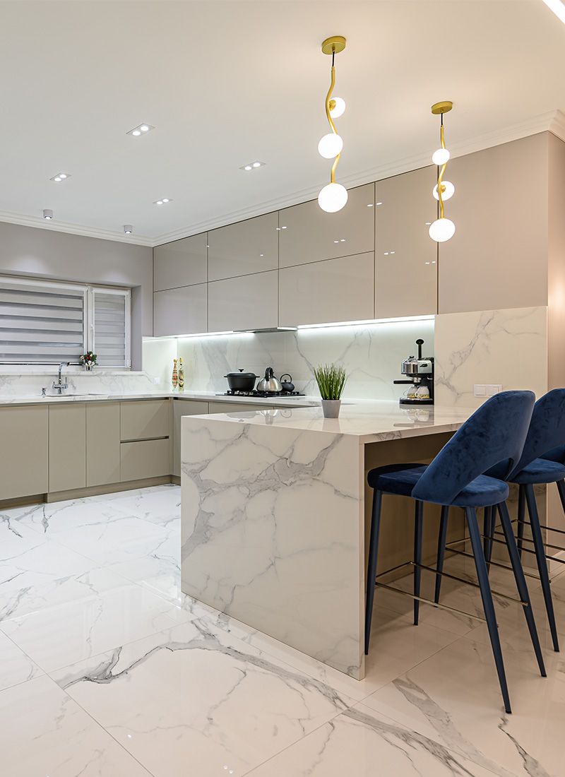 Marble tile kitchen